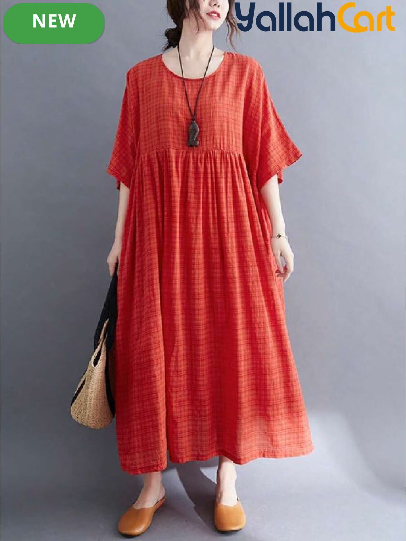 Women’s Elegant Red Plaid Halloween Maxi Dress