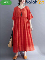 Women’s Elegant Red Plaid Halloween Maxi Dress