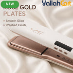 White Rose Golden Travel Hair Straightener – Ceramic Flat Iron with Travel Bag