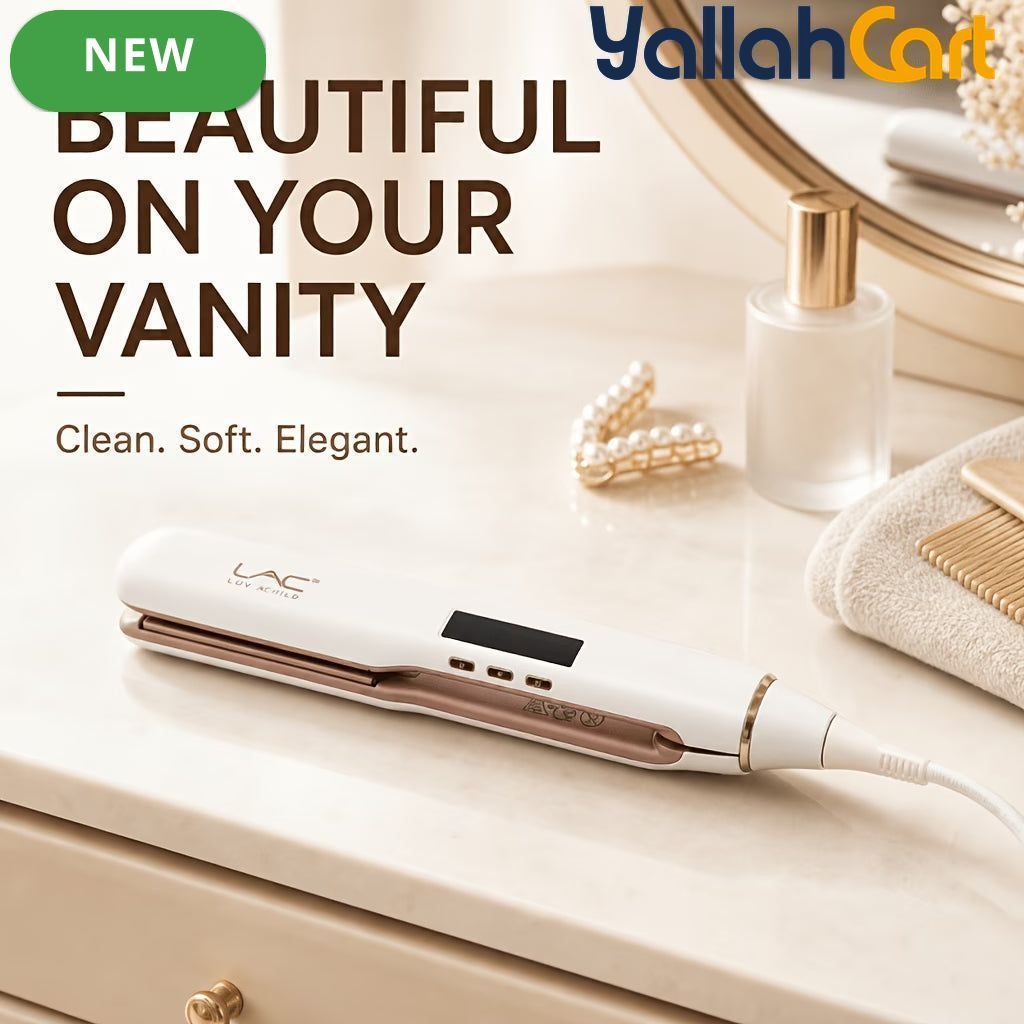 White Rose Golden Travel Hair Straightener – Ceramic Flat Iron with Travel Bag