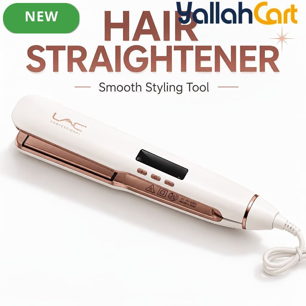 White Rose Golden Travel Hair Straightener – Ceramic Flat Iron with Travel Bag