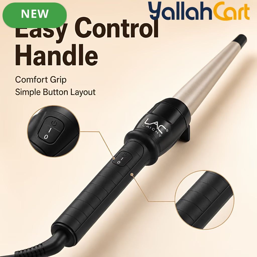 Professional Tapered Curling Wand with Negative Ion Technology – Champagne