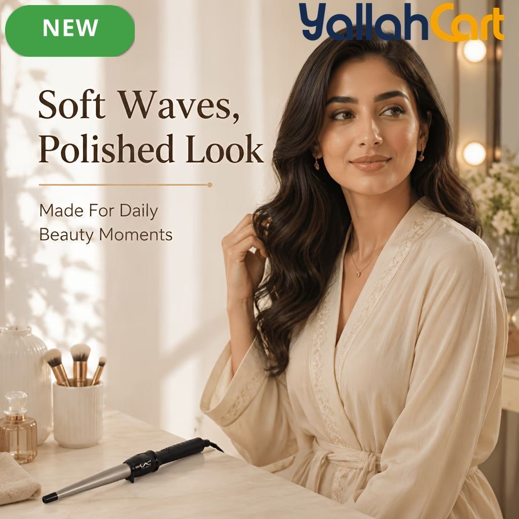 Professional Tapered Curling Wand with Negative Ion Technology – Champagne