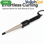 Professional Tapered Curling Wand with Negative Ion Technology – Champagne