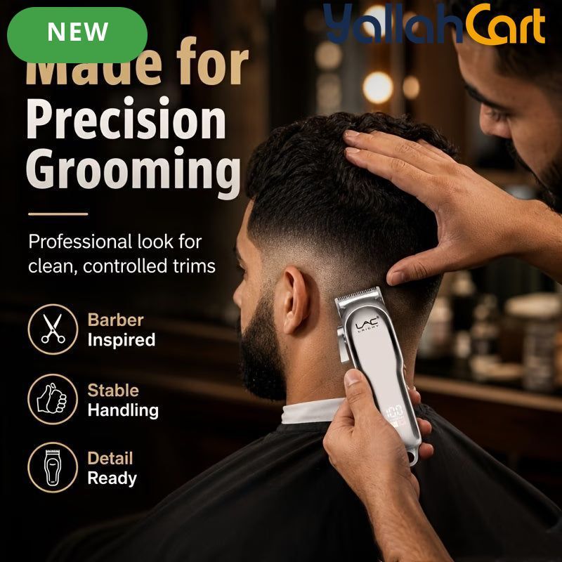Rose Golden Metal Hair Trimmer – Cordless Electric Hair Clipper with LED Battery Display