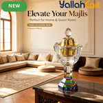 Luxury Crystal Oud Bakhoor Burner – Golden Inner Cup with Vented Cover & Multicolor Base