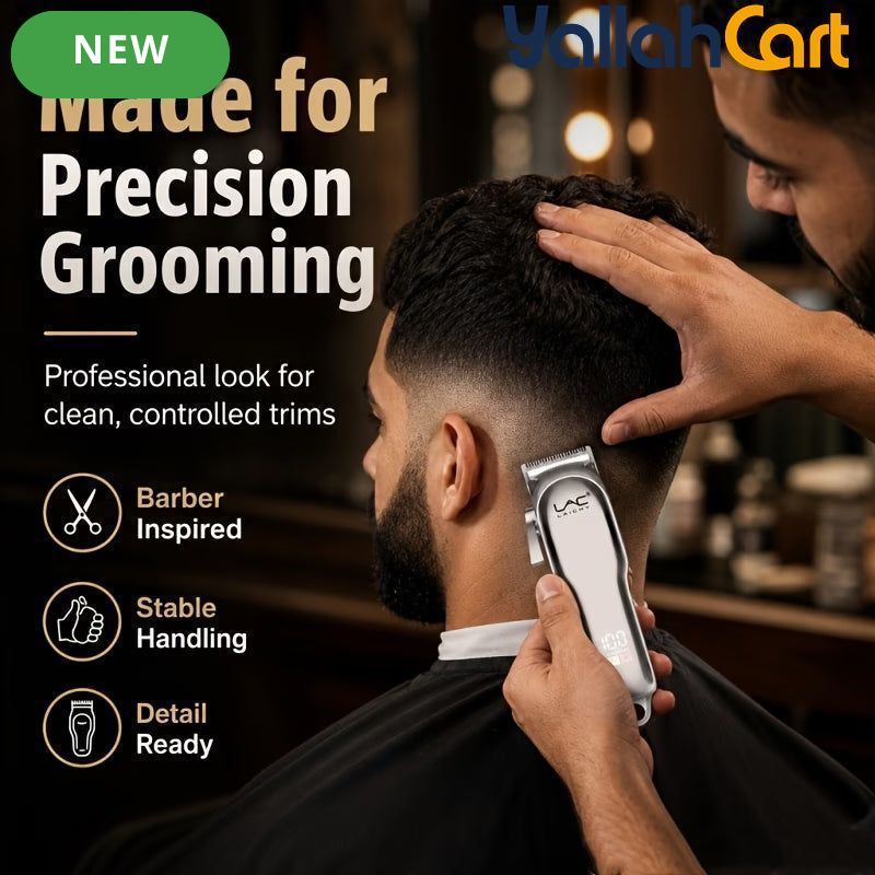 Rose Golden Metal Hair Trimmer – Cordless Electric Hair Clipper with LED Battery Display