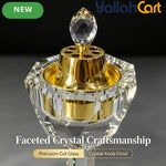 Luxury Crystal Oud Bakhoor Burner – Golden Inner Cup with Vented Cover & Multicolor Base