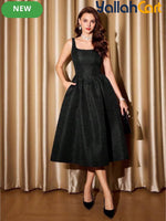 Elegant Women's Jacquard Dress with Pockets
