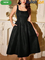 Elegant Women's Jacquard Dress with Pockets