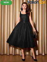 Elegant Women's Jacquard Dress with Pockets