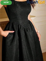 Elegant Women's Jacquard Dress with Pockets