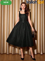 Elegant Women's Jacquard Dress with Pockets