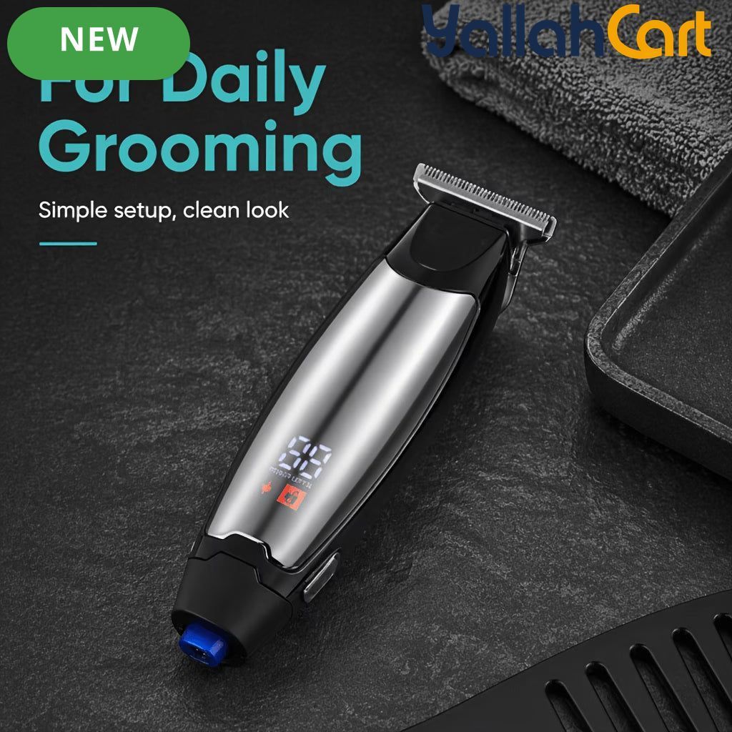 Men's Silvery Cordless Hair Trimmer & Clipper Kit with LCD Display