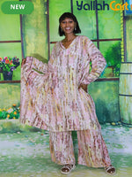 Plus Size Women’s Digital Print Two-Piece Set – Loose & Comfortable Outfit