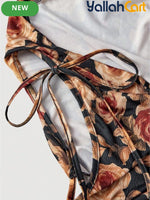 Women's Vintage Print Asymmetric A-Line Mini Dress