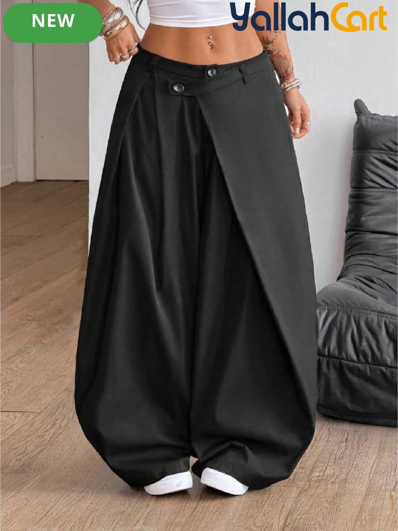 Plus Size Women’s High-Waist Wide-Leg Pants – Oversized Casual 90s Streetwear Trousers