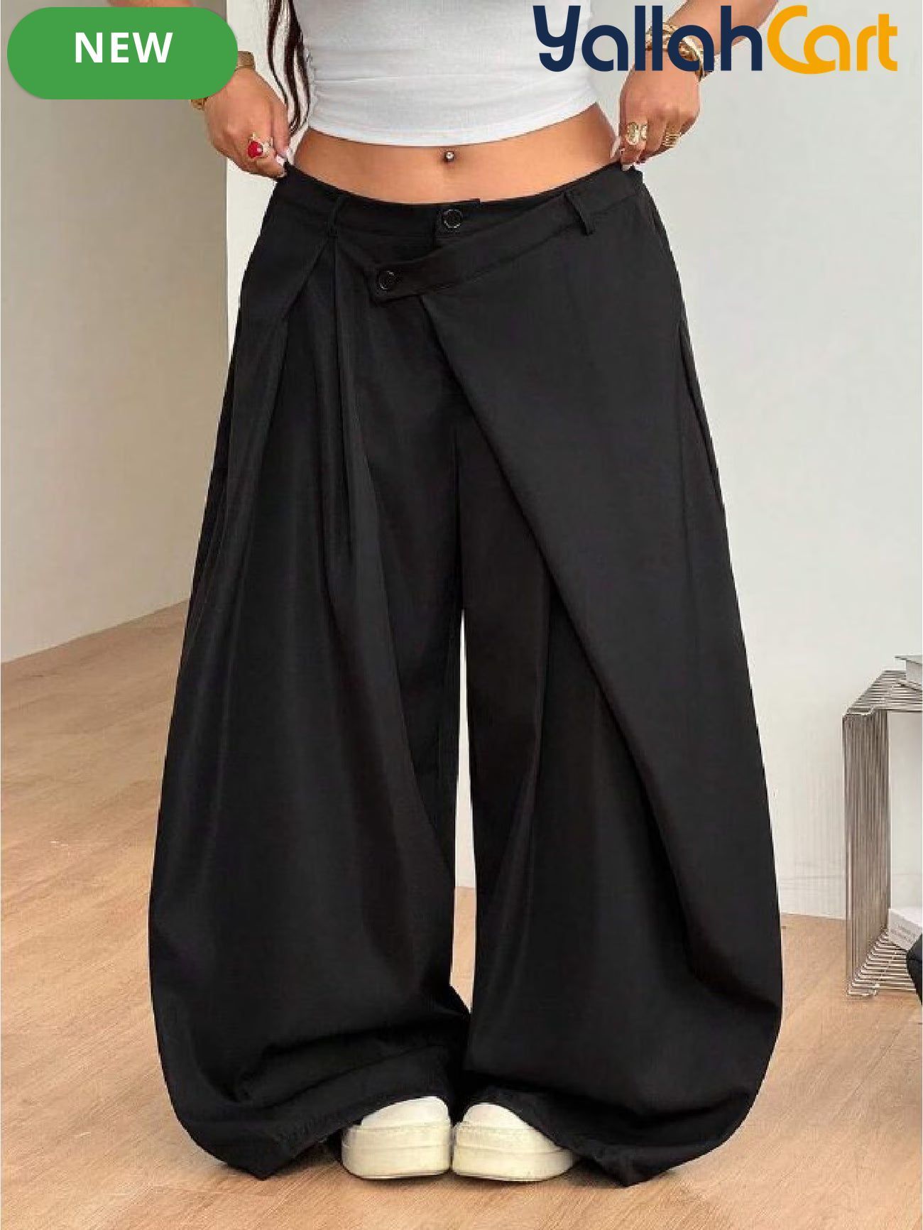 Plus Size Women’s High-Waist Wide-Leg Pants – Oversized Casual 90s Streetwear Trousers
