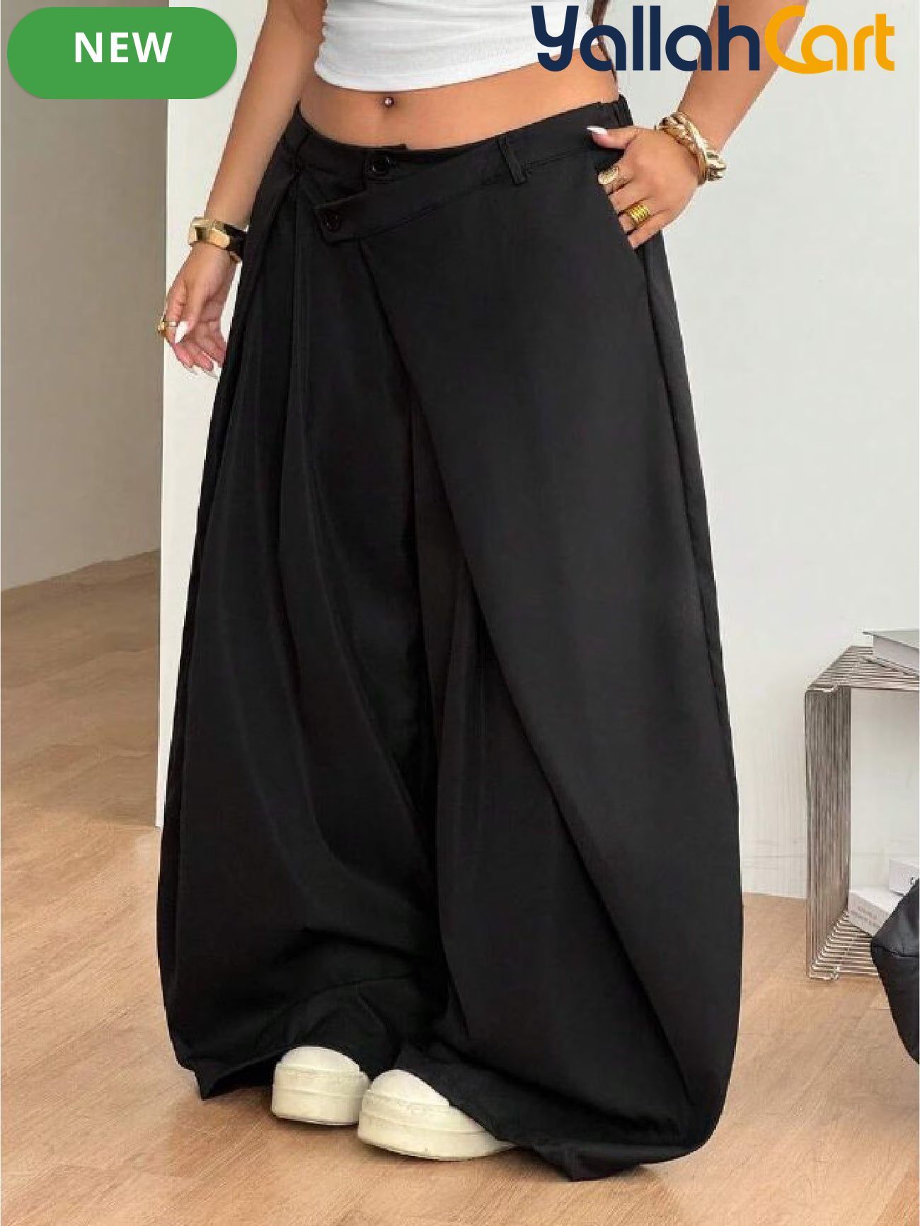 Plus Size Women’s High-Waist Wide-Leg Pants – Oversized Casual 90s Streetwear Trousers