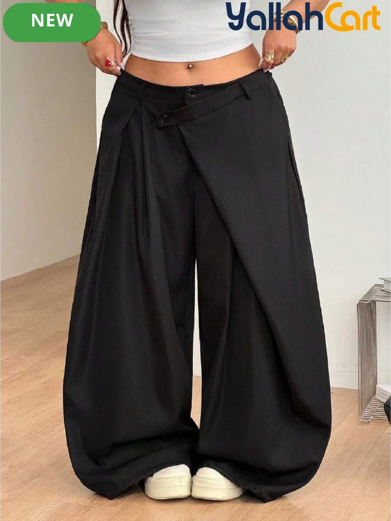 Plus Size Women’s High-Waist Wide-Leg Pants – Oversized Casual 90s Streetwear Trousers