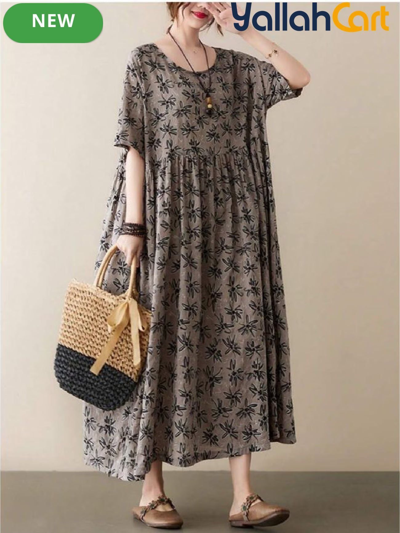 Women’s Bohemian Short Sleeve Round Neck Summer Dress