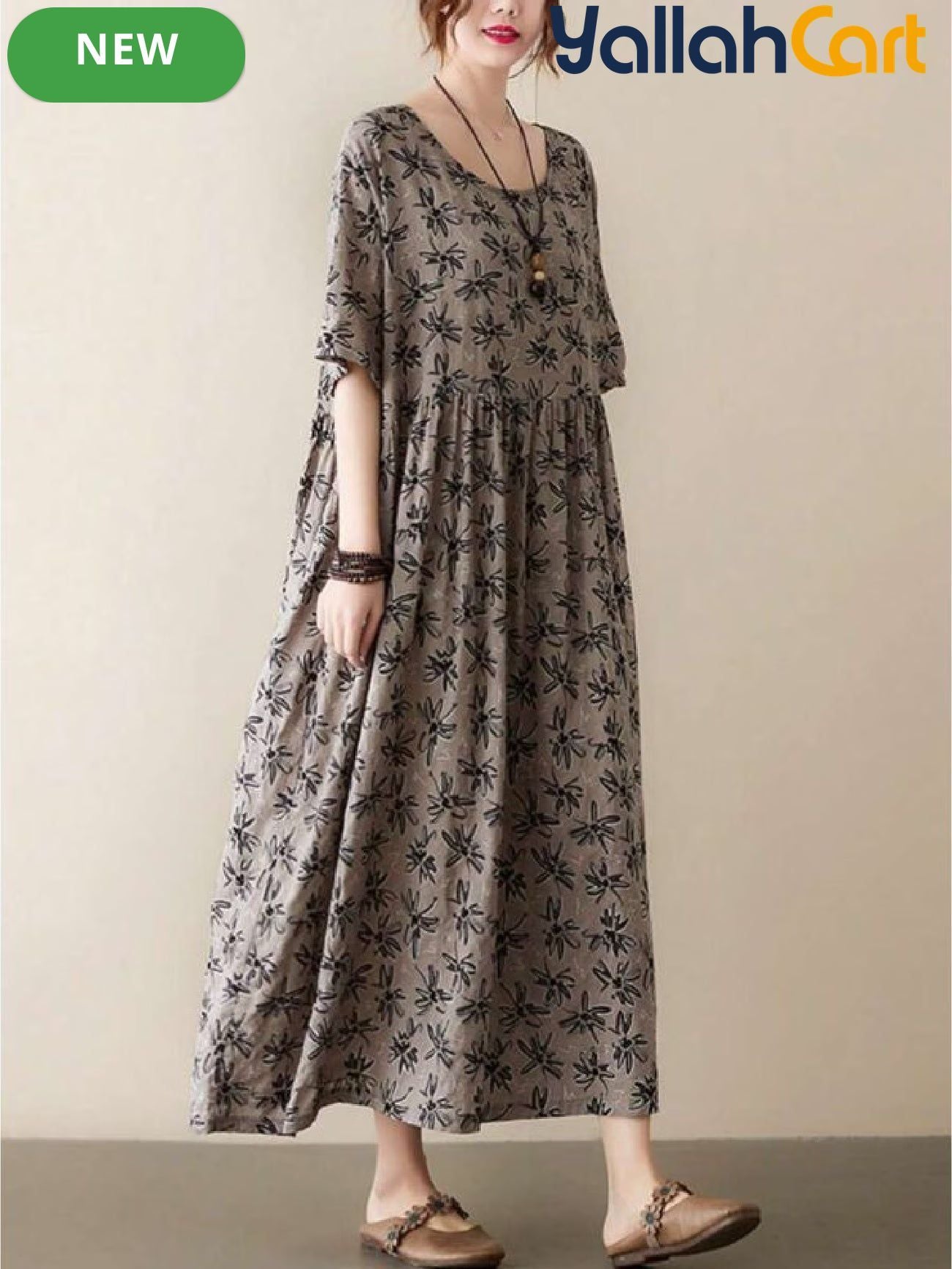 Women’s Bohemian Short Sleeve Round Neck Summer Dress