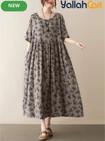 Women’s Bohemian Short Sleeve Round Neck Summer Dress