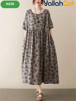 Women’s Bohemian Short Sleeve Round Neck Summer Dress