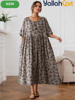 Women’s Bohemian Short Sleeve Round Neck Summer Dress