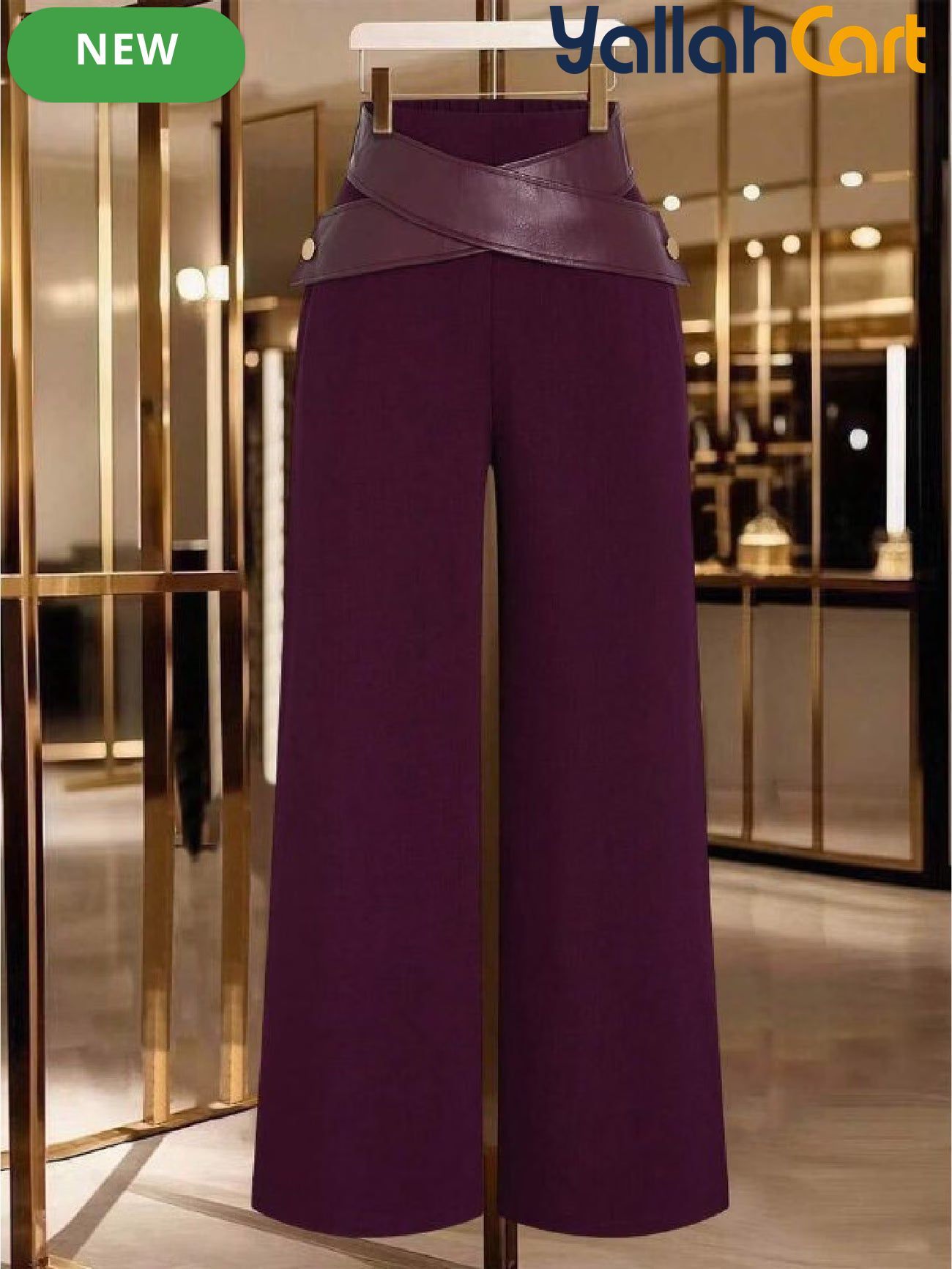 Plus Size Women’s Leather Pants with Trim Detail – Classic Fall & Winter Trousers