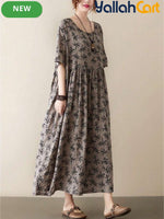 Women’s Bohemian Short Sleeve Round Neck Summer Dress