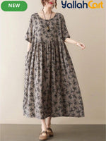 Women’s Bohemian Short Sleeve Round Neck Summer Dress