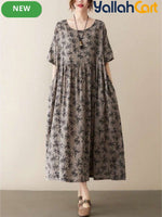 Women’s Bohemian Short Sleeve Round Neck Summer Dress