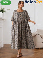 Women’s Bohemian Short Sleeve Round Neck Summer Dress