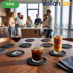 8-Piece Black Silicone Coaster Set – Heatproof Non-Slip Table Protectors for Hot & Cold Drinks