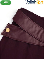 Plus Size Women’s Leather Pants with Trim Detail – Classic Fall & Winter Trousers
