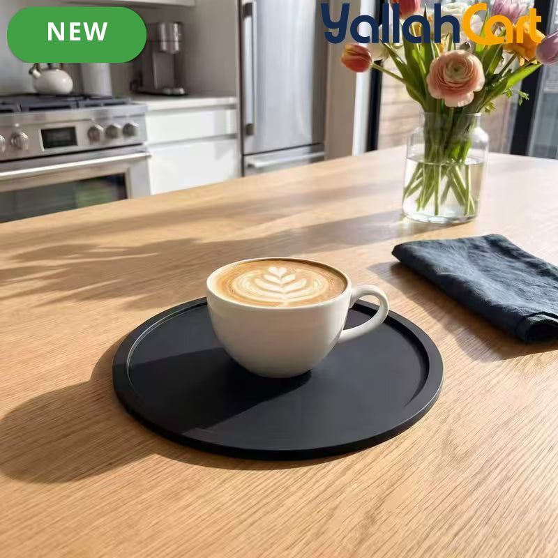 8-Piece Black Silicone Coaster Set – Heatproof Non-Slip Table Protectors for Hot & Cold Drinks