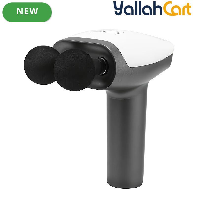 Twin-Head Percussion Massager – Silvery Electric Fascial Massage Gun with LED Display for Desk Workers & Fitness Enthusiasts