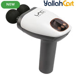 Twin-Head Percussion Massager – Silvery Electric Fascial Massage Gun with LED Display for Desk Workers & Fitness Enthusiasts
