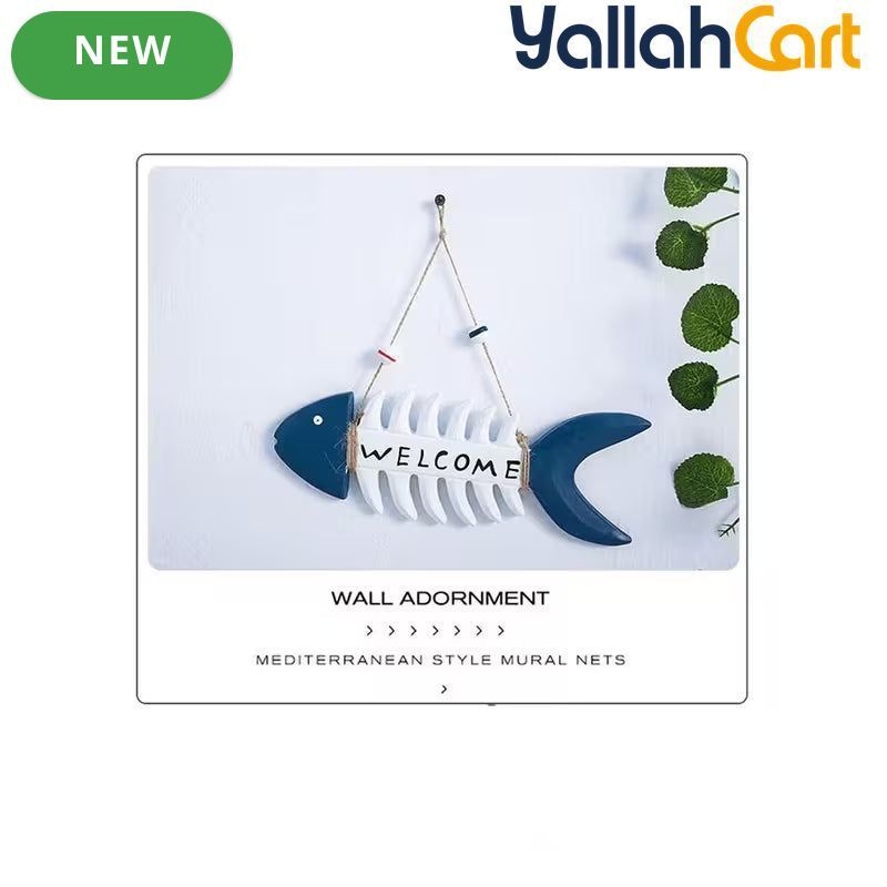 Mediterranean Wooden Fish Pendant – Vintage Nautical Hanging Wall Décor Ornament