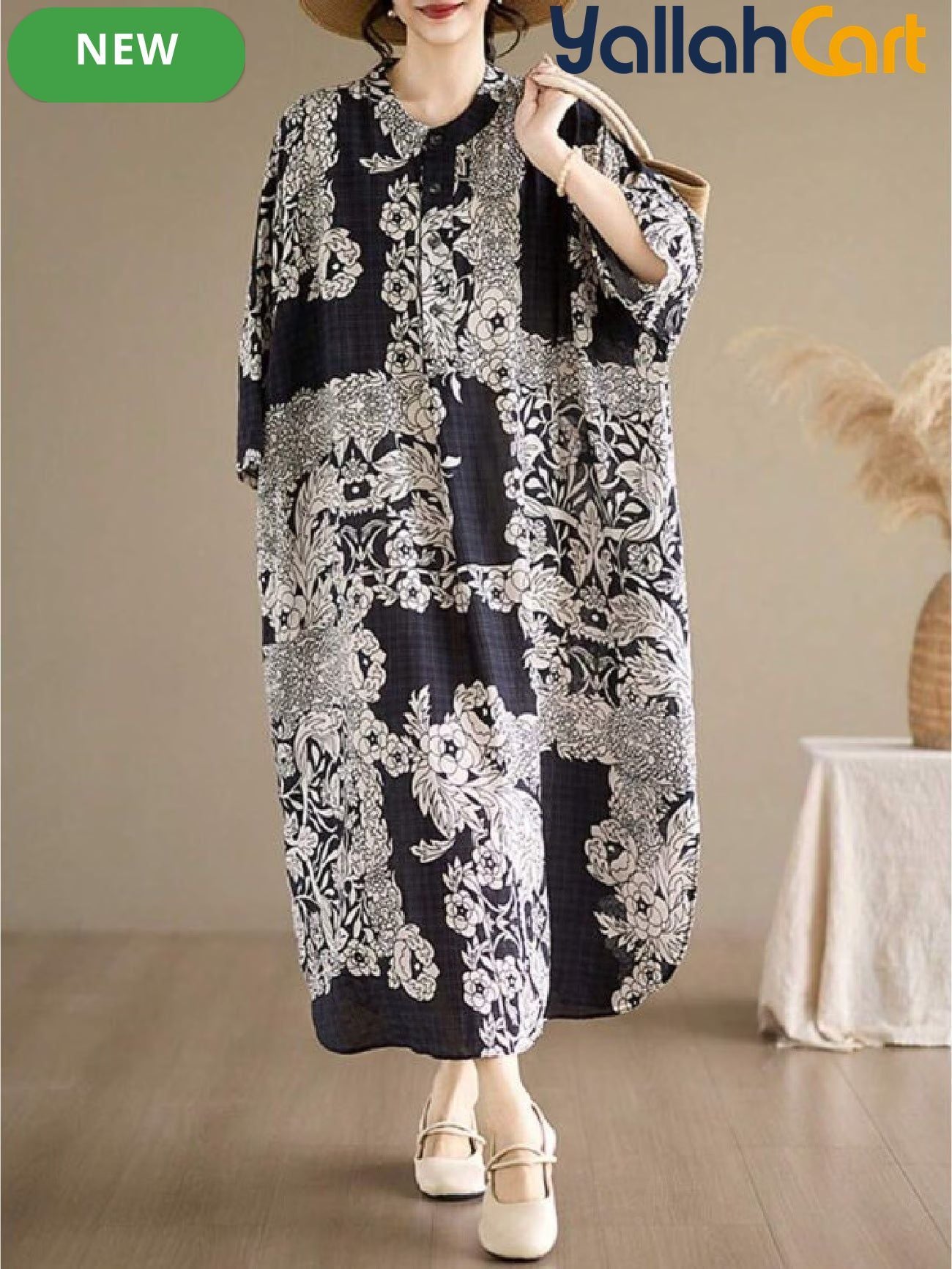 Women's Elegant Halloween Bohemian Shirt Dress – Casual Summer Midi Dress with Flared Hem
