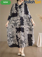 Women's Elegant Halloween Bohemian Shirt Dress – Casual Summer Midi Dress with Flared Hem