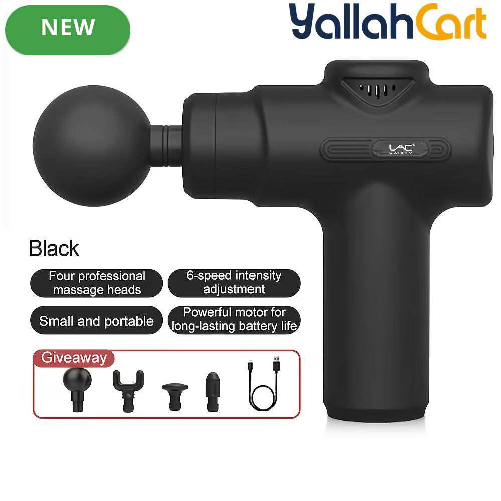 Black Portable Impact Massage Gun for Deep Tissue Massage