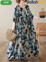 Elegant Summer Halloween Maxi Dress for Women – Casual A-Line Dress with Round Neck, Batwing Sleeves & Pockets