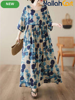 Elegant Summer Halloween Maxi Dress for Women – Casual A-Line Dress with Round Neck, Batwing Sleeves & Pockets