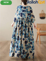 Elegant Summer Halloween Maxi Dress for Women – Casual A-Line Dress with Round Neck, Batwing Sleeves & Pockets