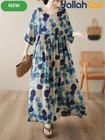 Elegant Summer Halloween Maxi Dress for Women – Casual A-Line Dress with Round Neck, Batwing Sleeves & Pockets