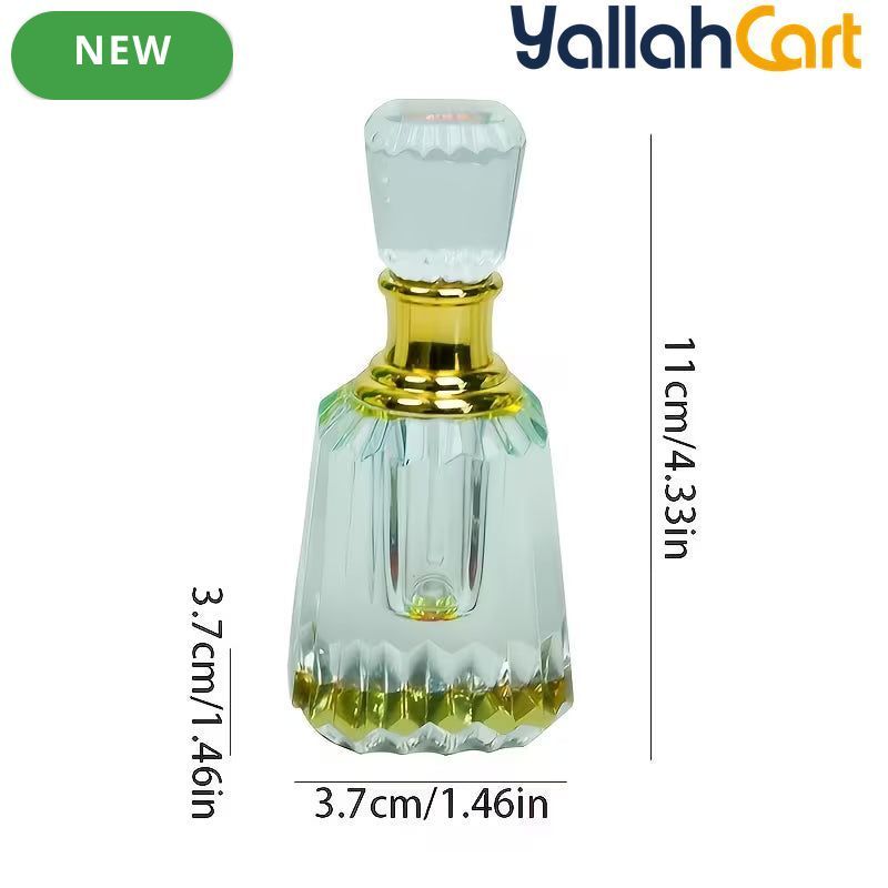 6ml Transparent Crystal Fragrance Bottle – Refillable Portable Oil Container with Golden Cap