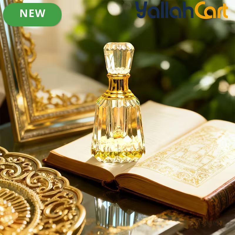 6ml Transparent Crystal Fragrance Bottle – Refillable Portable Oil Container with Golden Cap
