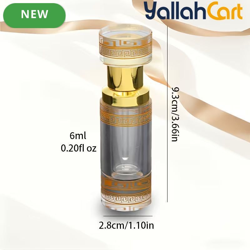 6ml Transparent Crystal Fragrance Bottle – Refillable Portable Oil Container with Golden Cap